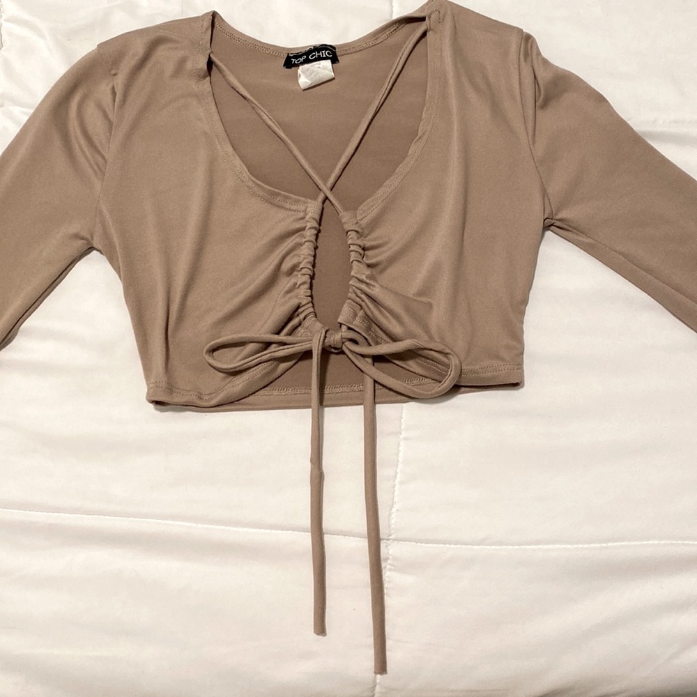 NWOT Tan Cropped Long Sleeve